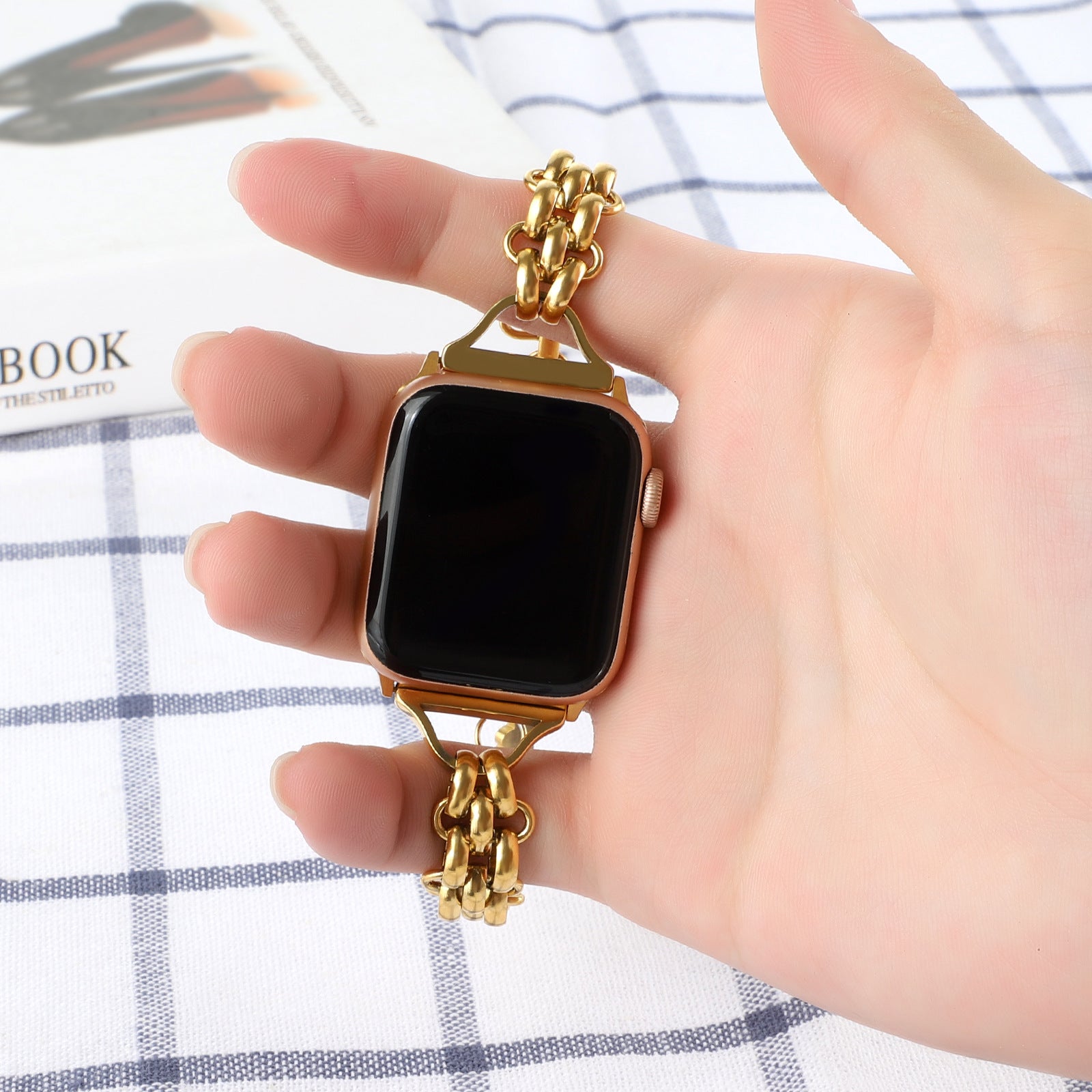 Stainless Steel Double Row Chain Watch Band