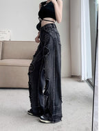 Retro Tattered Jeans High Waist Straight-leg Shorts